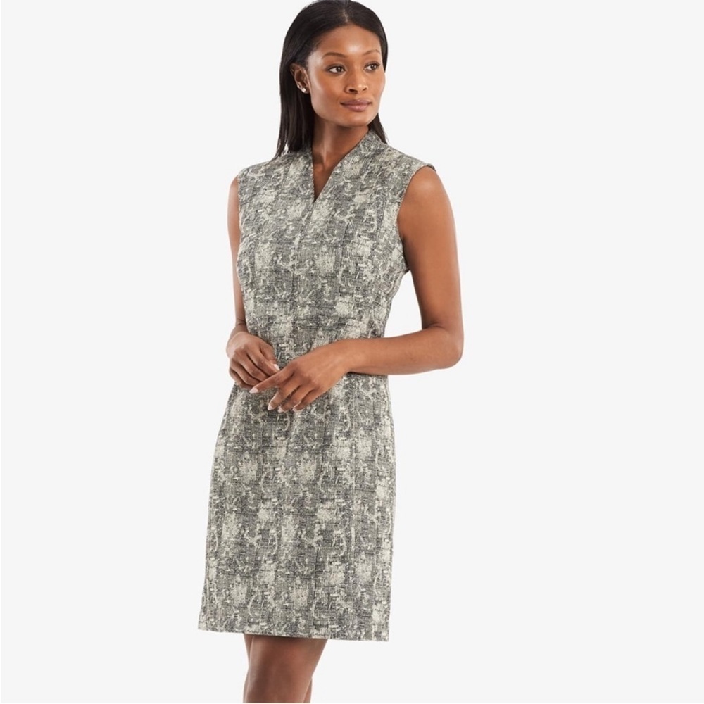 MM Lafleur Aditi Dress in Black and White Jacquard Crackle Print New Size 2